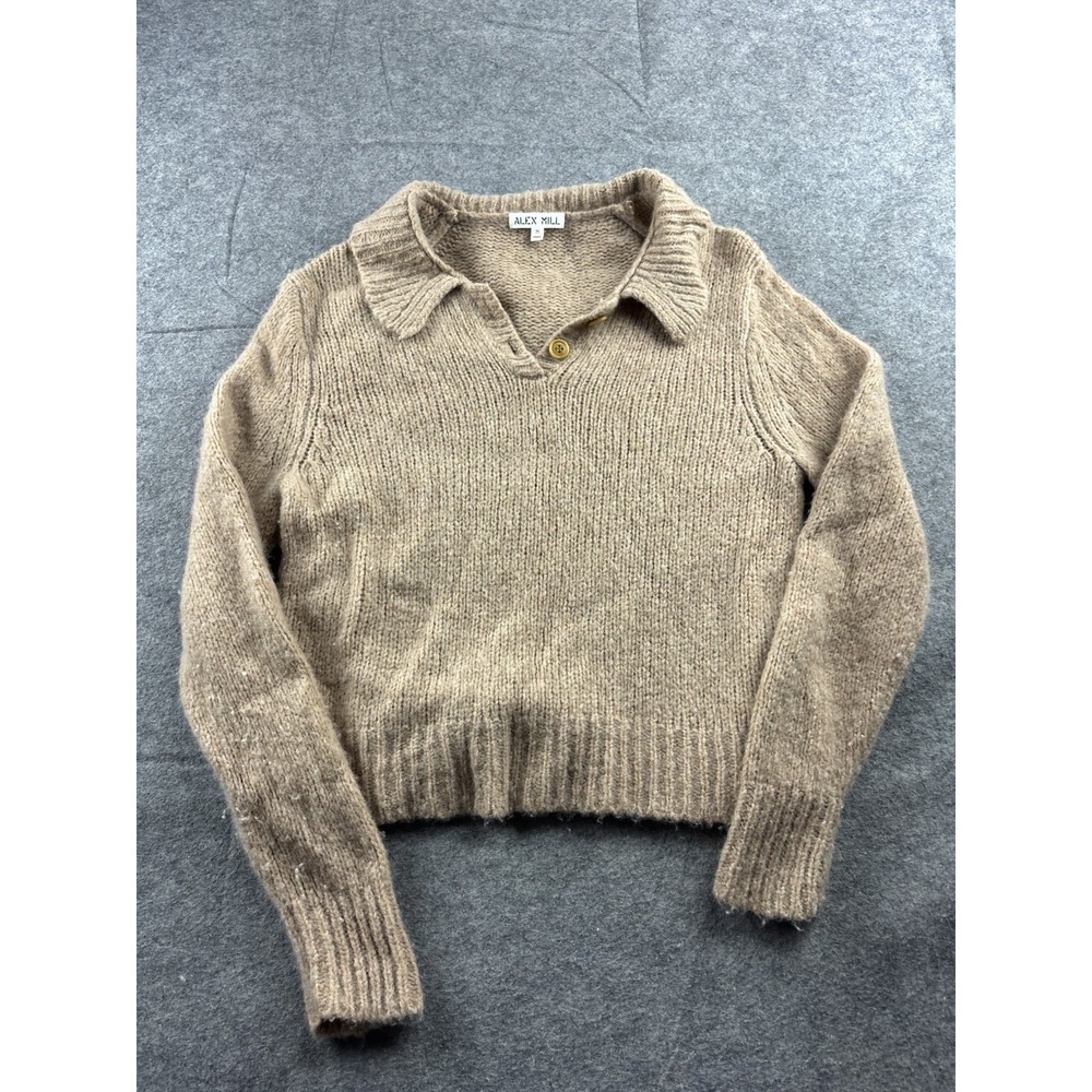 Alex Mill Women's M Brown Merino/Cashmere Collared Polo Sweater Preppy Casual
